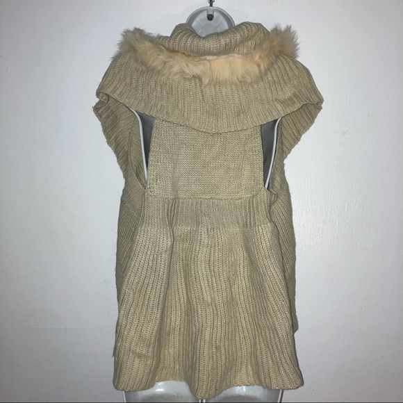 Sisters Faux Fur Sweater Knit Boho Vest S Tan - Picture 6 of 9